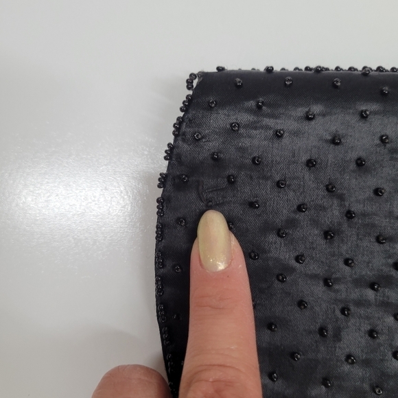 Vintage JEM Hand Made Sequin Beaded Envelope Clutch 1960s Retro Formal Black Eve - Picture 4 of 17
